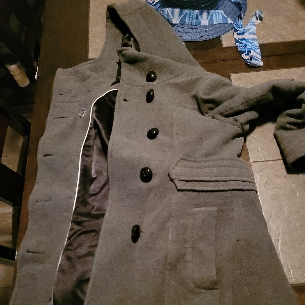 Twik Charcoal Hooded Winter Pea Coat